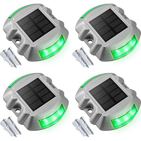 Éclairage solaire pour terrasses, allées et quais, lot de 4 lampes de signalisation extérieures LED étanches IP68 pour trottoirs, jardins, chemins et pelouses.-AquaForge