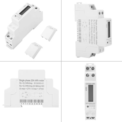 Einphasiger 1P DIN-Schienen-Energiezähler DDS5188, 5-25 A (1/4)