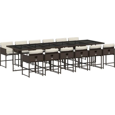 Maison Exclusive - Set da Pranzo da Giardino 13pz con Cuscini Marrone Polyrattan