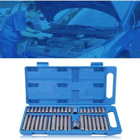 Coffret de 40 douilles hexagonales Torx, étoiles et de 1/2 pouce et 3/8 pouce. (1/5)