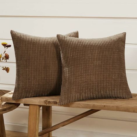 Set of 2 Dark Brown Velvet Cushion Cover 45x45cm for Living Room Decorative Cushion Cover (1/5)