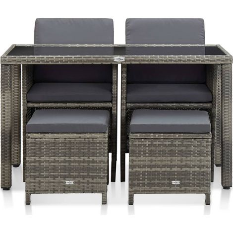 Maison Exclusive - 5-tlg. Garten-Essgruppe mit Auflagen Poly Ratt