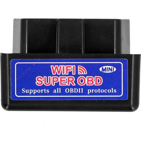 Adaptador de diagnóstico para coche Mini WIFI ELM327 de 12 V OBD2 para Android (negro) (1/5)