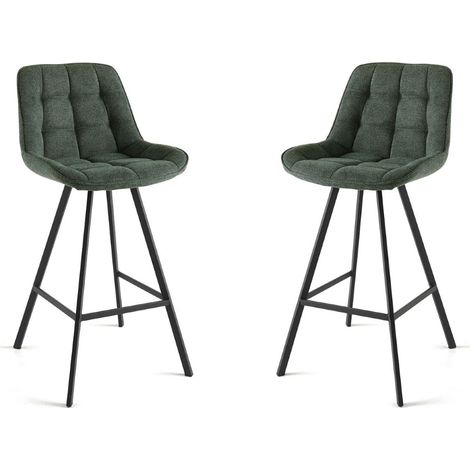 Sgabello da cucina in tessuto Verde gambe metallo FRIEDIC Set 2 pz