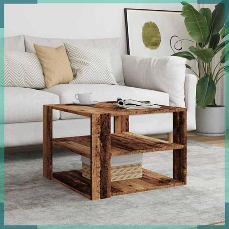 856496 Table basse vieux bois 58x58x40 cm bois d'ingénierie (1/5)