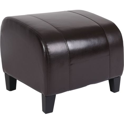 Hocker Sitzwürfel Sitzhocker Aversa, Leder + Kunstleder, 37x45x47 cm MVG-zertifiziert braun