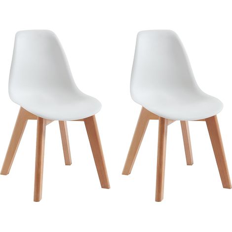 Vente-Unique – Lot de 2 chaises enfant en polypropylène et hêtre – Blanc – Charge maximale 60 kg – Dimensions 30.5x36.5x58 cm