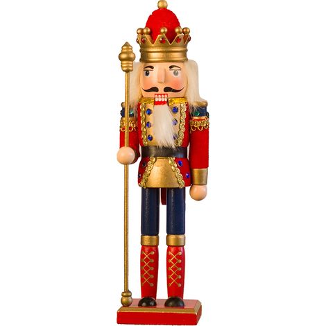 Casse-Noisette Figurine Exquise Ornement Casse-Noisette en Bois sur le Thème de Noël pour Cave à Vin ou Bureau Rouge Roi (1/5)