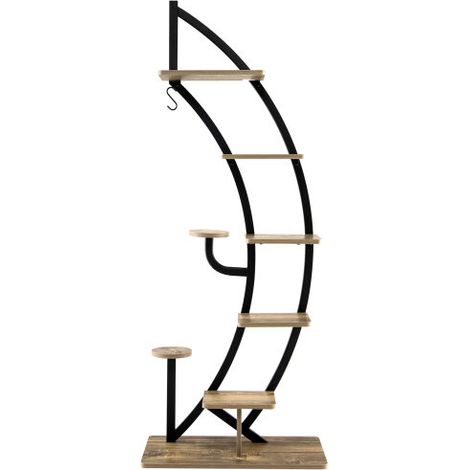 8-Tier Tall Metal Plant Stand Curved Half Moon Shape Planter Shelf (1/3)