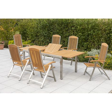 Keros Set 7tlg 6 Sessel Tisch 180(240)x100cm