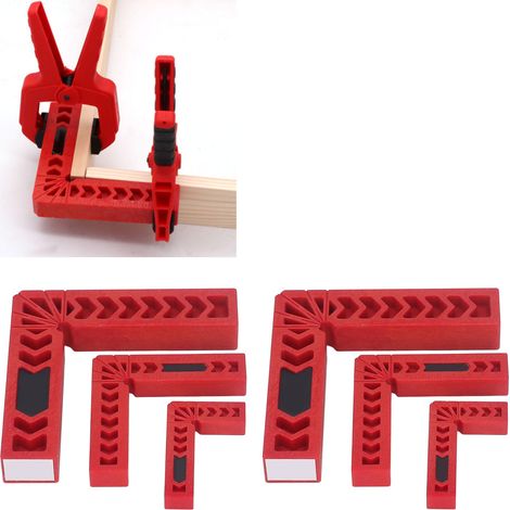Ensemble de 12 pièces comprenant une équerre de fixation à 90° en forme de L, une règle en plastique et une équerre de traçage pour le travail du bois. (1/5)