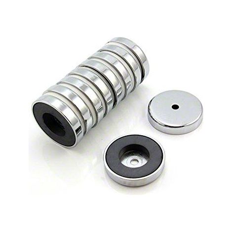 Aimant en Pot Ferrite Pour Les Arts, L'Artisanat, la Fabrication de Modeles - 50mm dia x 10mm D'Epaisseur x 8,5mm - 15,8kg - Pack de 10 (1/4)