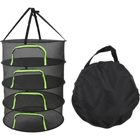 Filet de séchage pliable pour plantes, fermeture zip, diamètre 60 cm, avec sac (1/5)