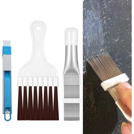 Peigne d'Aileron de Condensateur de Climatiseur,Brosse de Nettoyage à Ailettes,3pcs Nettoyeur d'Ailettes de Climatiseur,Brosse de Climatiseur,Brosse de Nettoyage en Acier Inoxydable, (Style 2) (1/5)
