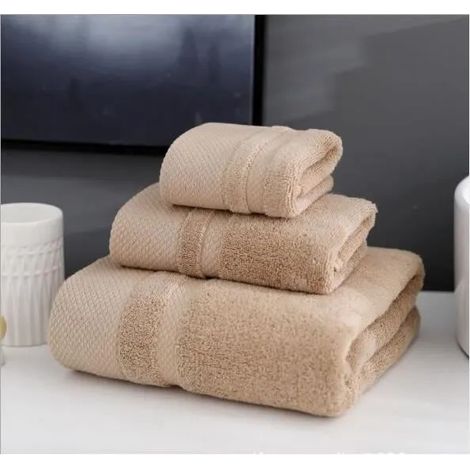 1 Set Serviette De Plage Plage Coton Swim Voyage Camping Serviettes De Plage Douces Serviettes À Main 3 Tailles (Kaki) (1/4)