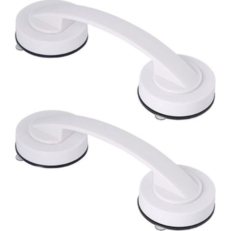 Lot de 2 poignées à ventouses - Poignées de sécurité pour salle de bain - Poignées auxiliaires - Poignées pour portes vitrées - Blanches (1/5)