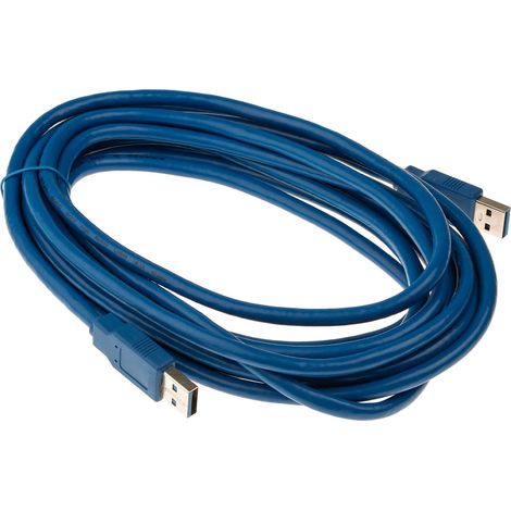 Câble USB RS PRO, USB-A mâle vers USB-A mâle, Bleu, 5m ( Prix pour 1 ) (1/3)
