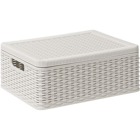 CONTENITORE MULTIUSO IN RESINA CON COPERCHIO BIANCO DECORA M -381