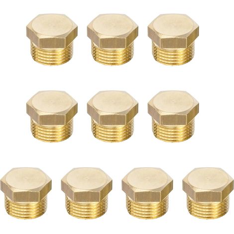 Lot de 10 bouchons hexagonaux en laiton G1/4, filetage mâle (1/5)