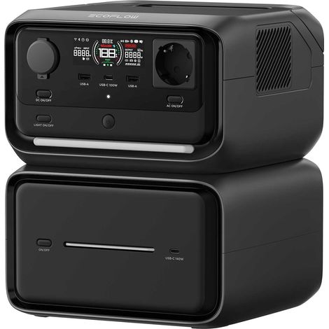 Station électrique EcoFlow RIVER 3 Max Plus 858 Wh – Puissance 600 W – Autonomie jusqu'à 16 h – Recharge rapide en 1 h – Niveau sonore < 30 dB - EB600