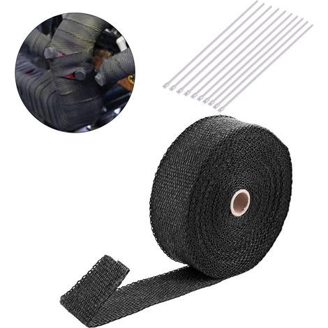 Sobre de aislamiento térmico negro para cubierta de automóvil, 2000 ℉, 50 mm x 15 m, con 10 conexiones de cable en acero inoable (1/4)