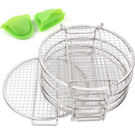 Étagère Déshydrateur Empilable en Acier Inoxydable avec Gants Anti-Brûlure Compatible Ninja Foodi (1/5)