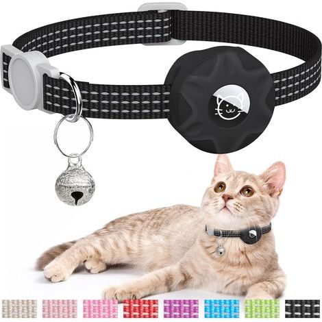 Collare GPS per gatti con funzione staccabile e campanello (nero) Batteria a bottone (1/5)