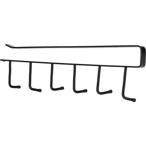 Kaffeetassenhalter mit 6 Haken, elegant, praktisch, stabil, zuverlässig, langlebig, robustes Küchenregal für Zuhause, Schwarz (1/5)