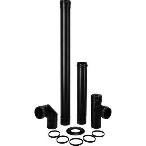 1PZ KIT PER STUFA A PELLET LIGHT PZ. 6 Col. Nero opaco Ø cm. 8