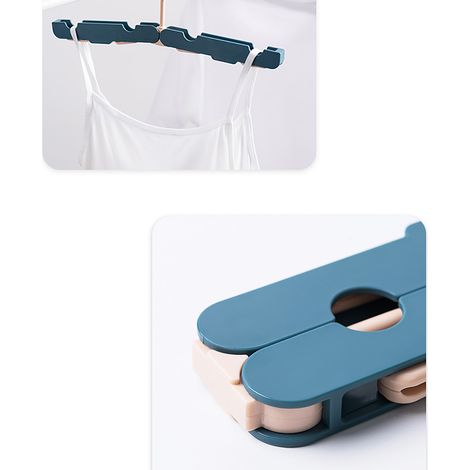 Faltbarer Reisekleiderbügel, multifunktionaler Reisekleiderbügel mit rutschfestem Clip, Kleiderbügel für Heimkleidung, Socken-Trockenvorrichtung für Studentenwohnheime, rosa. (1/5)