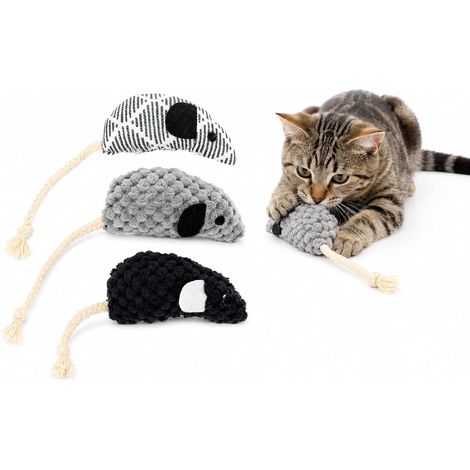 Jouet Chat - Mozza Souris Multicolore Lot de 3 Souris - 17,5 cm - Peluche avec Herbe à Chat (1/5)