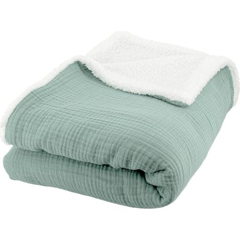 sweeek - Decke Sherpa und Baumwoll-Gaze 130 x 170 cm (1/4)