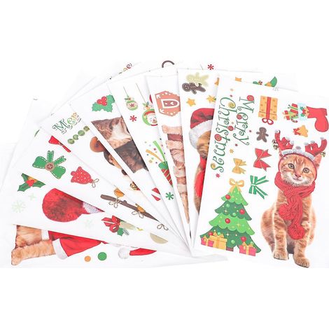 9 feuilles d'autocollants muraux décoratifs, autocollants en PVC pour fenêtres, décorations de Noël-30x20cm (1/2)