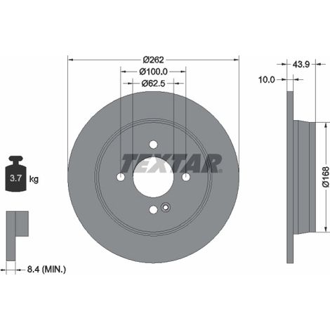 Lot de 2 Disques de frein Textar 92242203 DODGE 584110U300 58411C8000