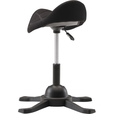 Tabouret ergonomique Up Up Toronto, noir, tissu noir, vérin à gaz allongé (1/5)