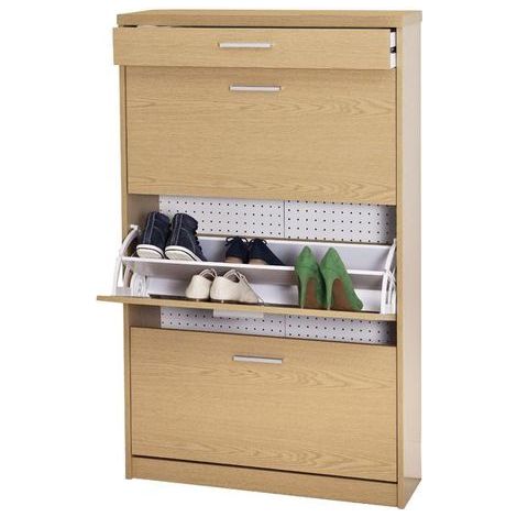 TOPKIT |Meuble à chaussures Manzanares 3ab |Meuble à chaussures | Étagère à chaussures étroite | Chêne (1/5)