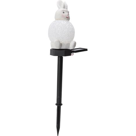 Lampe solaire LED à encastrer au sol, en forme de lapin blanc, pour jardin, idéale pour Noël et Thanksgiving. Lampe solaire colorée à insérer dans le sol. (1/5)