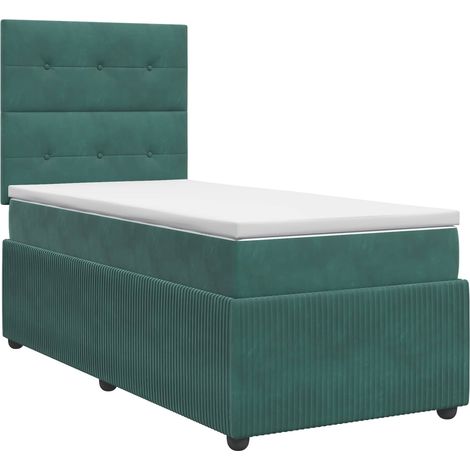 Boxspringbett mit Matratze Dunkelgrün 100 x 200 cm Samt vidaXL