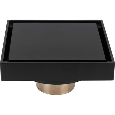 Black shower floor drain, copper floor drain strainer for kitchen, bathroom, balcony, 10x10cm (1/5)