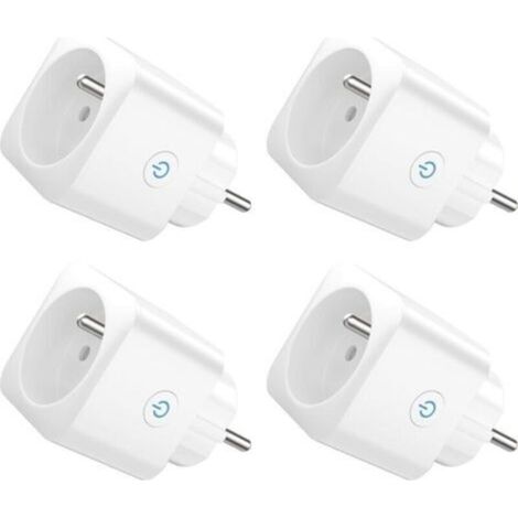 Prise Connectée WiFi, Prise Alexa Programmable, Compatible avec Alexa/Google Home, Smart Life APP, Suivi de Consommation, Contrôler le ventilateur/climatiseur, 2,4 GHz Wi-Fi, 16A 3680W, 4PCS (1/5)