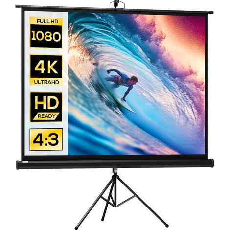 Pour Famille et Professionnels Projection Confortable Toile pour Vidéoprojecteur Format 4:3 Finition Noire (1/5)