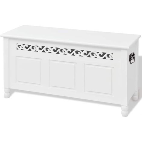Maison Exclusive - Aufbewahrungsbank Barockstil MDF Weiß (1/5)