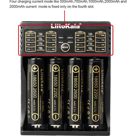 Chargeur de piles intelligent LiitoKala Lii-402 1,2 V 3,7 V 3,2 V 3,85 V AA/AAA pour piles 18490 18350 17670 17500 16340 14500 10440 (1/5)