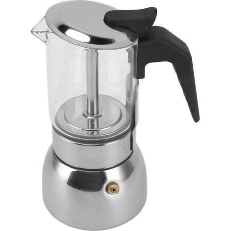 Gas-Espressokanne mit Glasdeckel, Espressokanne mit Edelstahlfuß, klassische Kaffeemaschine für 9 Tassen (1/5)