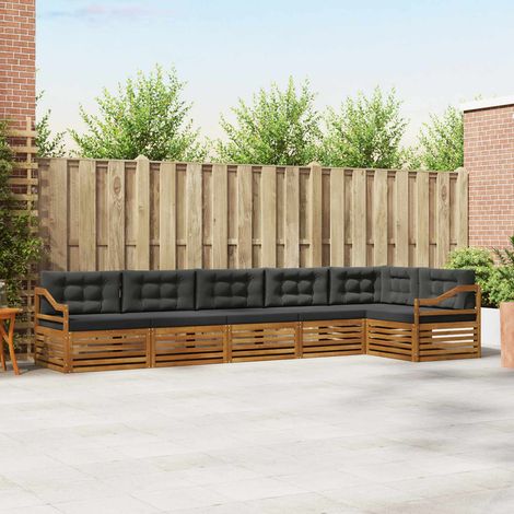 vidaXL Outdoor-Sofagarnitur mit Kissen 6 pcs Natur und Anthrazit (1/5)