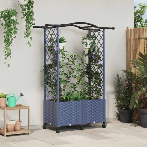 vidaXL Hochbeet mit Rankgitter und Dach Grau 125 x 40 x 144 cm PP (1/5)