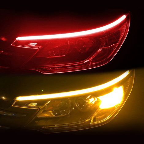 Phare de voiture à bande lumineuse LED 60cm, double couleur clignotant et veilleuse, rouge et jaune, tube 23.6 pouces (1/2)