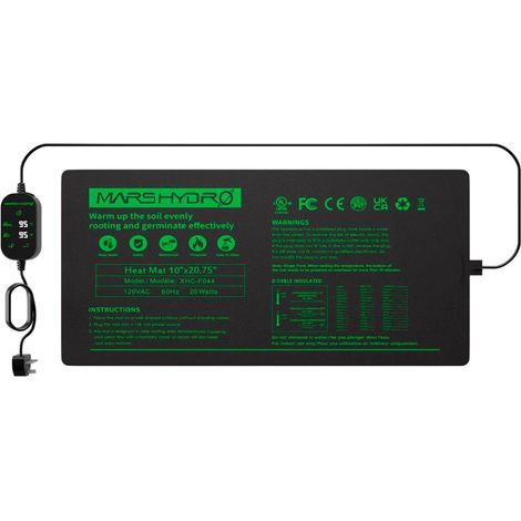 Mars Hydro Tapis chauffant pour semis 25 x 52 cm avec thermostat numérique (1/5)