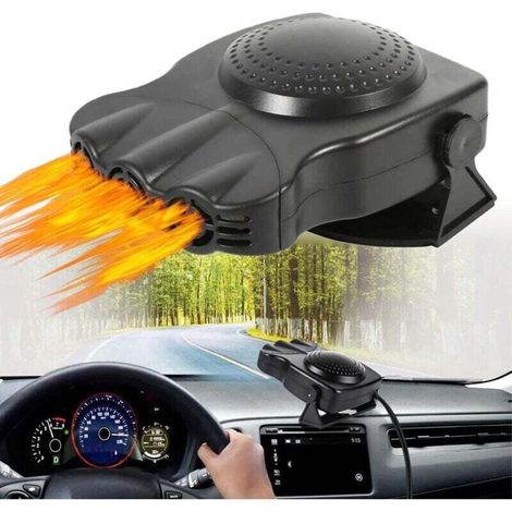 Chauffage de voiture, ventilateur portable 2 en 1 12 V 150 W avec rotation à 360°, doté de fonctions de chauffage et de refroidissement rapides, et peut chauffer, dégivrer et refroidir rapidement.
