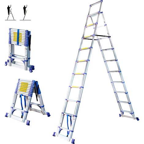 [JAMAIS UTILISÉ] Escabeau 11 marches telescopique EXTENDACT11, Echelle telescopique 3.2m+2.9m, escabeau pliable, Stabilisateur, H max travail 4.7m, Garantie 5 ans (1/5)